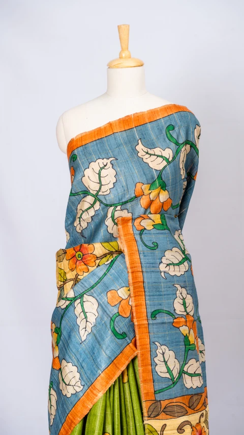 Multi Colour Tussar Silk Multi Colour Print 