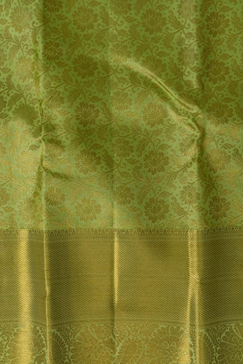 Green Pure Kanchivaram Silk Brocade Saree With Gold Zari