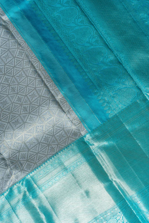 Grey Pure Kanchivaram Silk With Brocade Design 