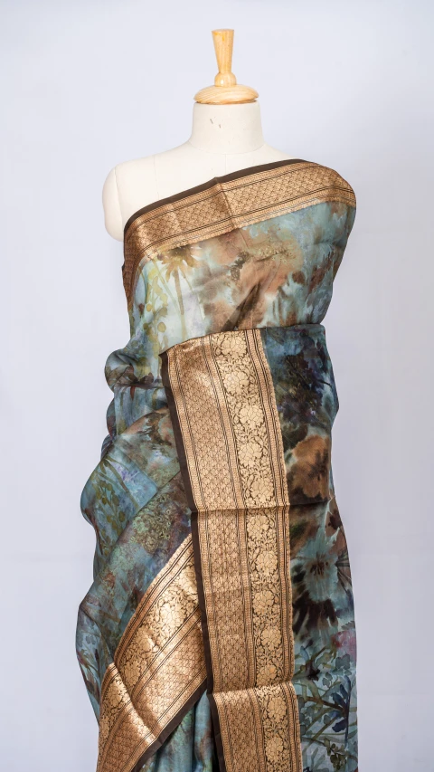 Pure Organza silk With Multi Colour Digital  Print 