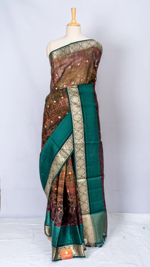 Multi Colour Organza Silk With Multi Colour Digital Print 