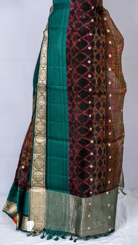 Multi Colour Organza Silk With Multi Colour Digital Print 