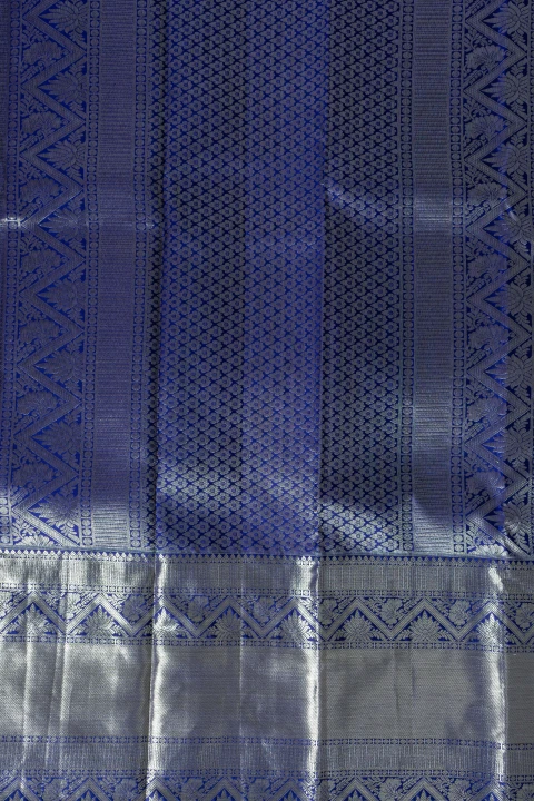 Parrot Green Pure Kanchivaram Silk With Silver Zari Brocade 