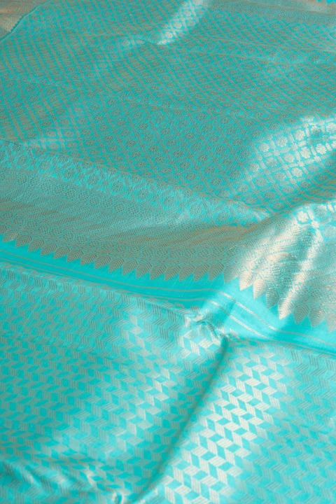 Pastle Blue Pure Kanchivaram Silk Brocade Silk Saree