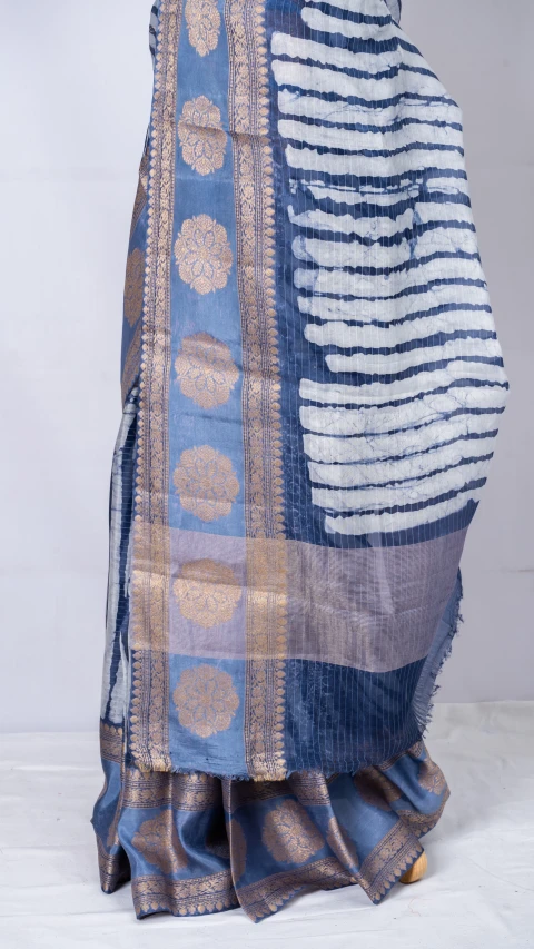 Pure Organza Silk With Digital Print And Antique Zari Border