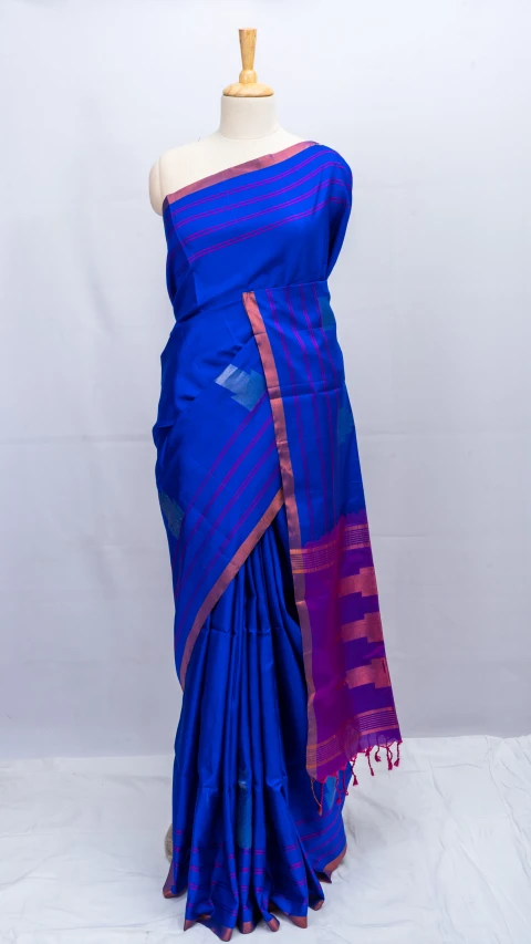 Royal Blue Pure Soft Silk Copper Zari Saree