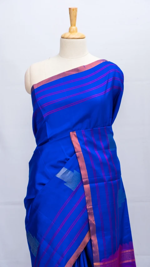 Royal Blue Pure Soft Silk Copper Zari Saree