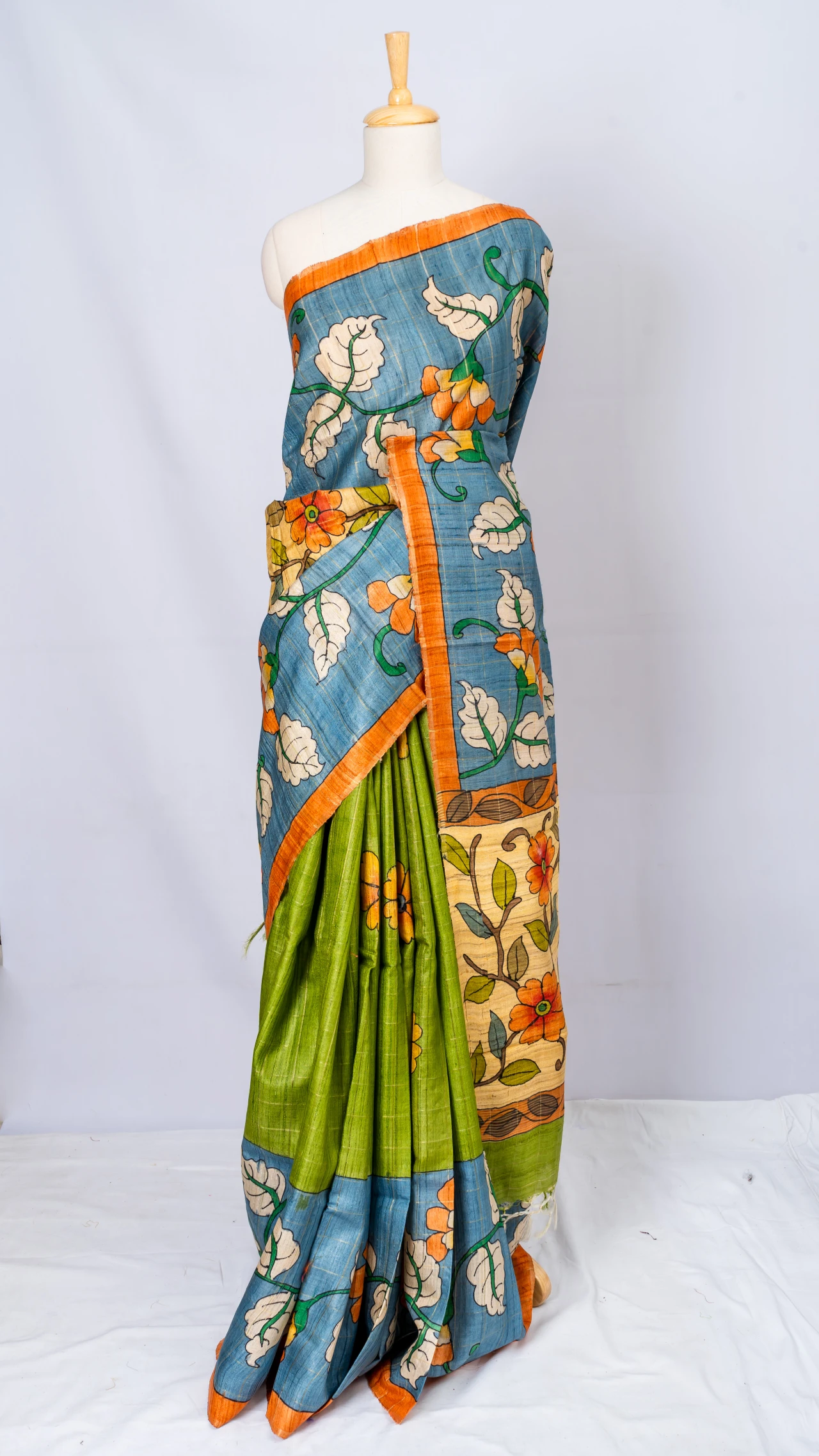 Multi Colour Tussar Silk Multi Colour Print 