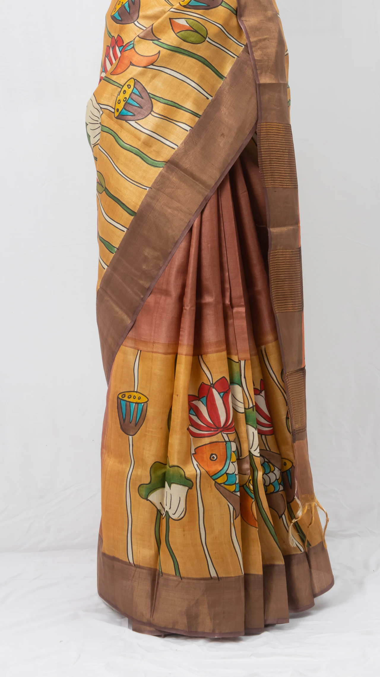 Bold Mustard Shaded  Tusser Silk Saree
