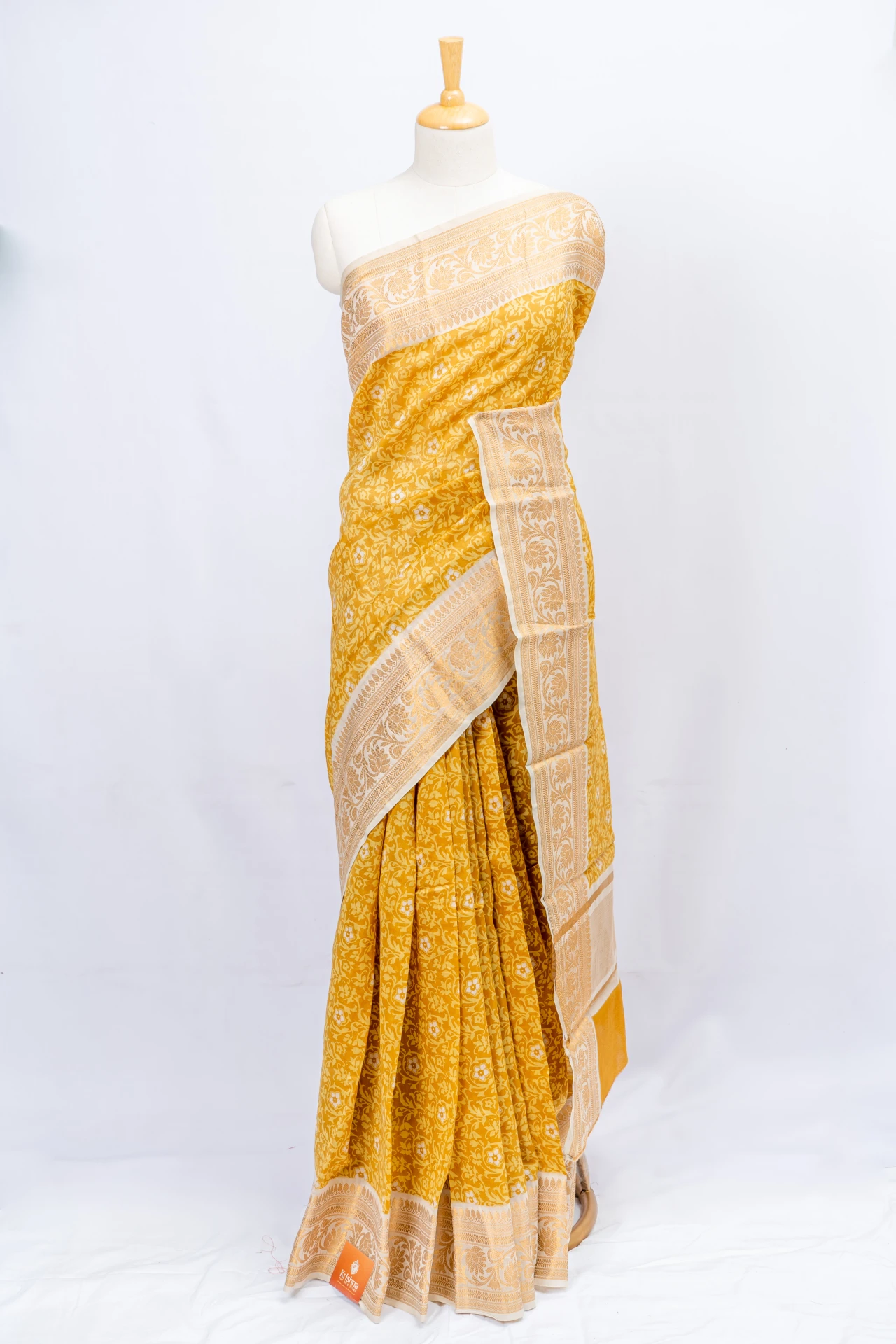 Mustard Yellow Chanderi With Floral Print
