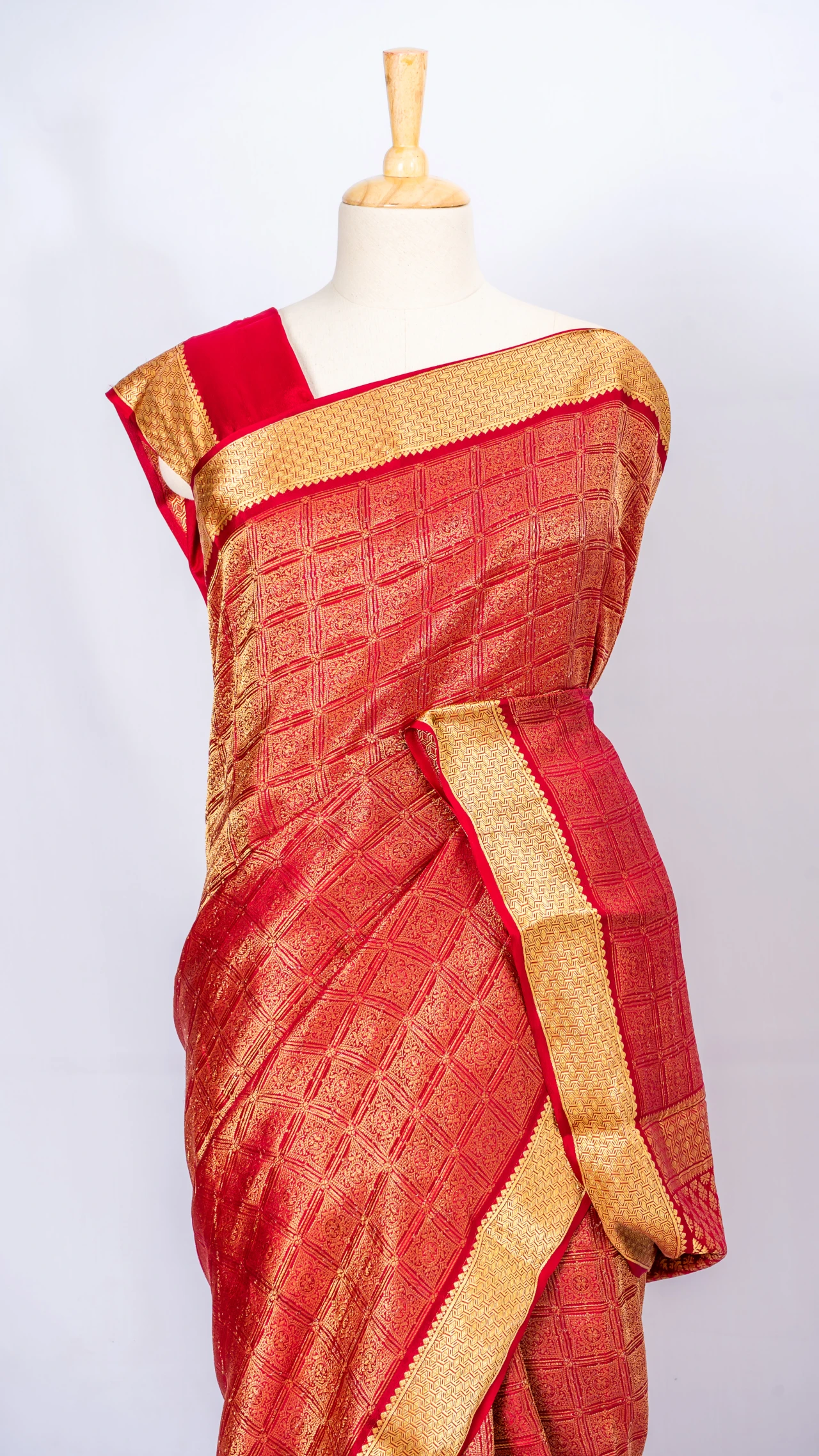 Mysore crepe silk red Brocade gold zari saree