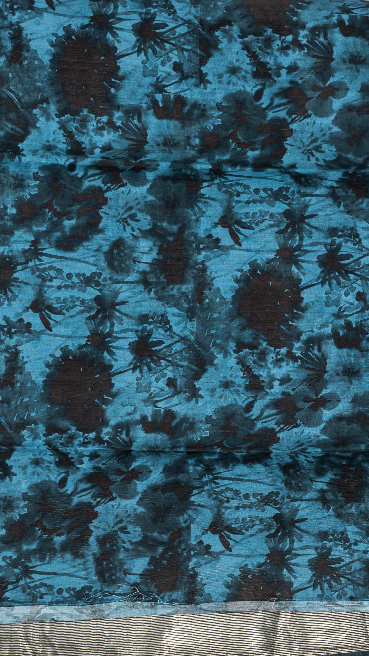 Nile Blue Pure Organza Silk With Multi Colour Digital Floral Print 