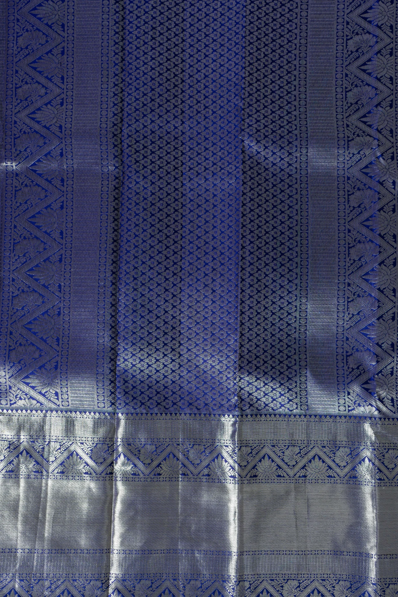 Parrot Green Pure Kanchivaram Silk With Silver Zari Brocade 