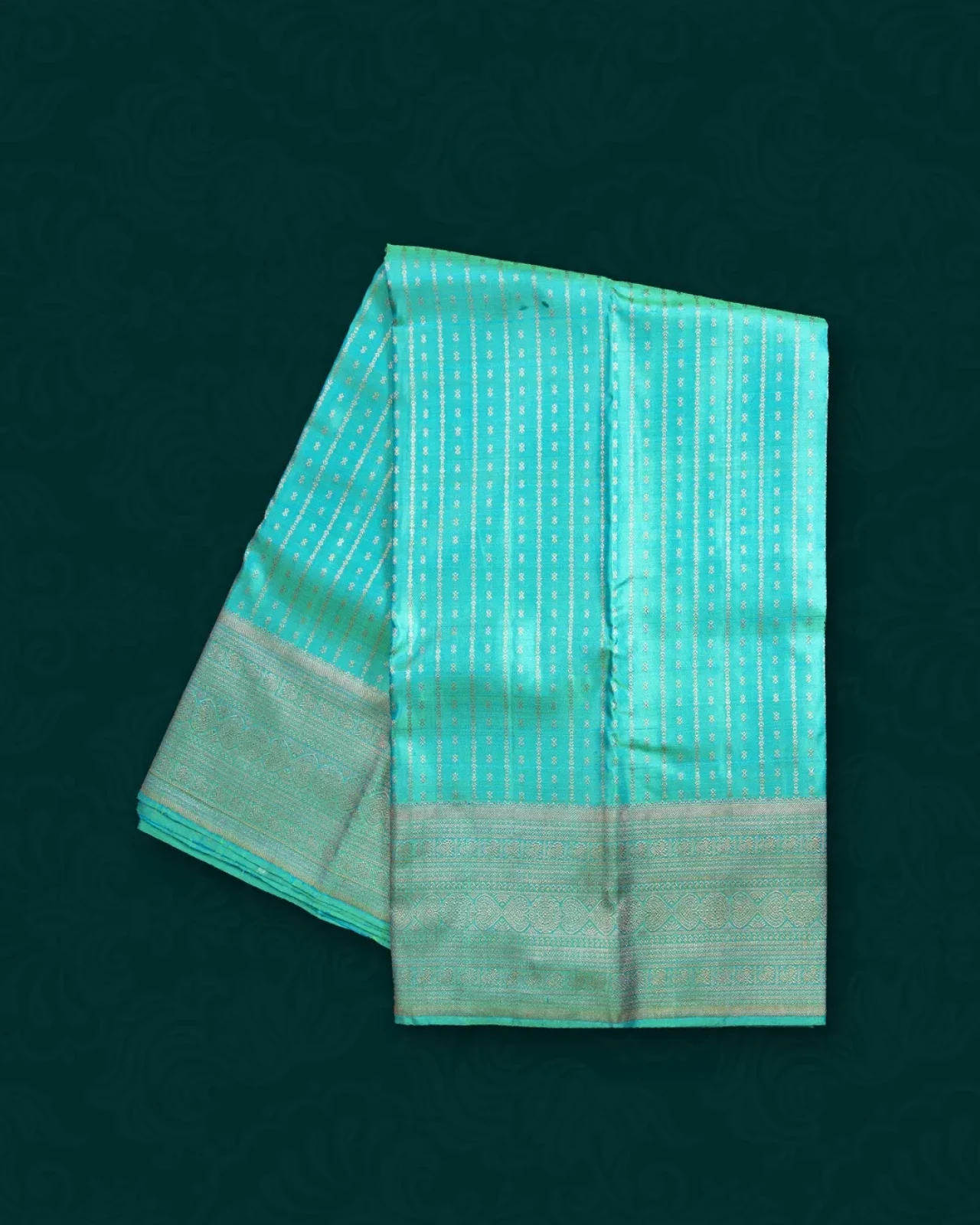 Pastel Green Kanchivaram Silk Saree With Full Body Zari