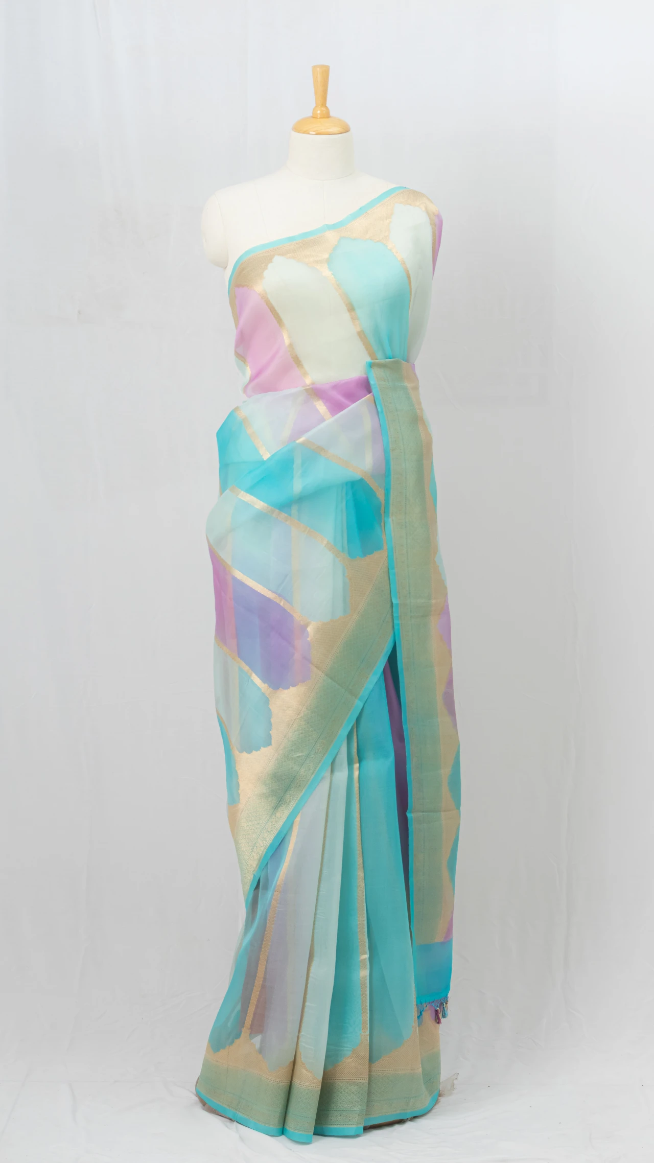 Pastel Multicolour Organsa Silk Saree 