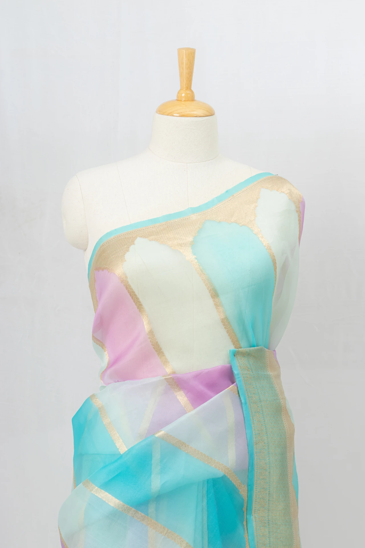 Pastel Multicolour Organsa Silk Saree 