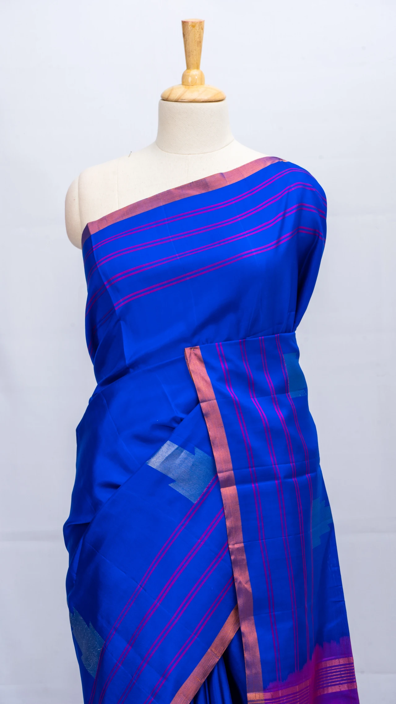 Royal Blue Pure Soft Silk Copper Zari Saree