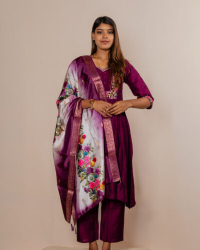 Wine Purple Chudidhar set
