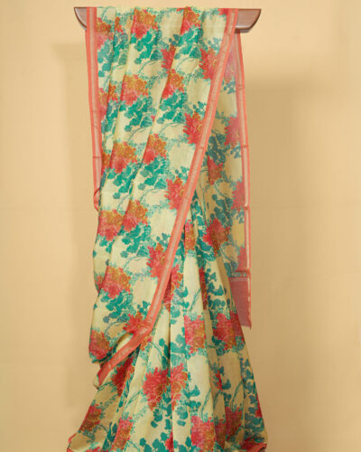 Soft Cream Base Chanderi Saree