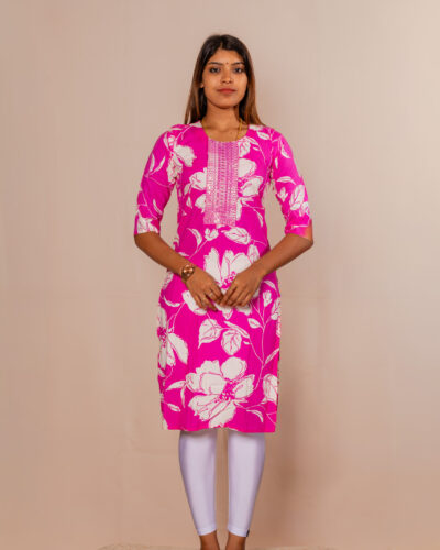 Rose Pink Printed Kurti Top
