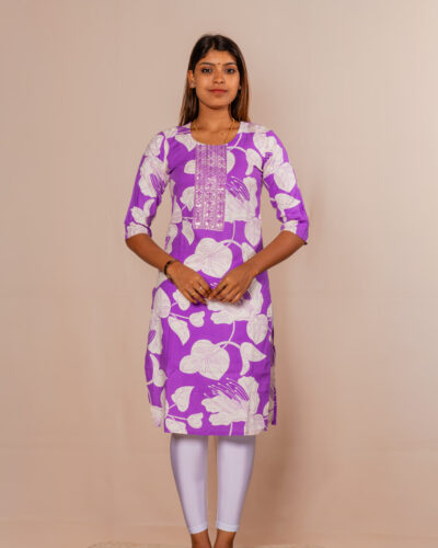 Lavender Floral Printed Kurti Top