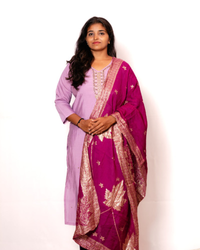 Lavender & Magenta Silk Chudidhar Set