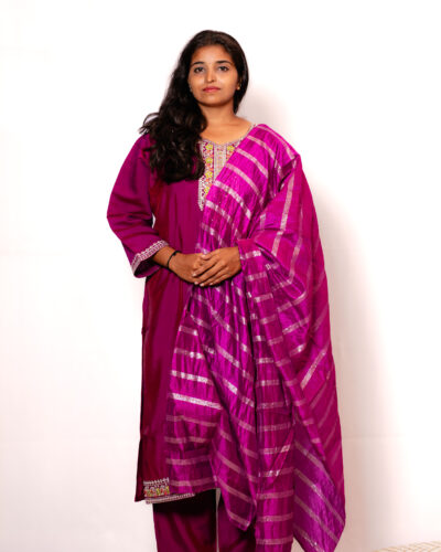 Wine Silk Chudidhar Set