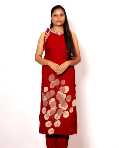 Maroon Floral Printed Kurta Set