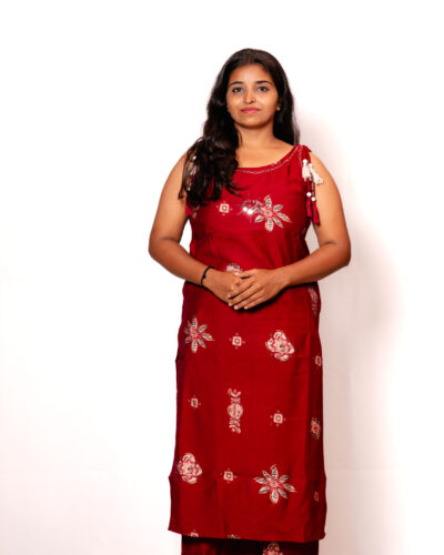 Maroon Floral Printed Kurti Set