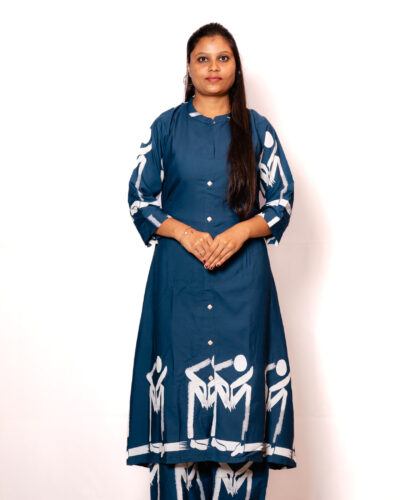 Teal Printed Kurti Set