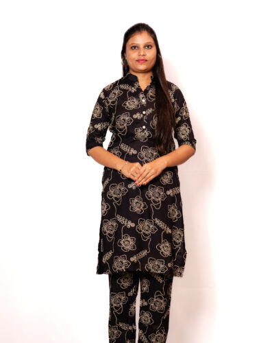 Black Floral Printed Kurti Set