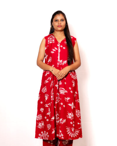 Pink Printed Kurti Set