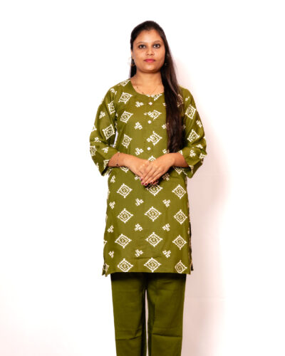 olive green Kurti Set
