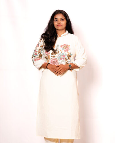 White Embroidery Kurti Set