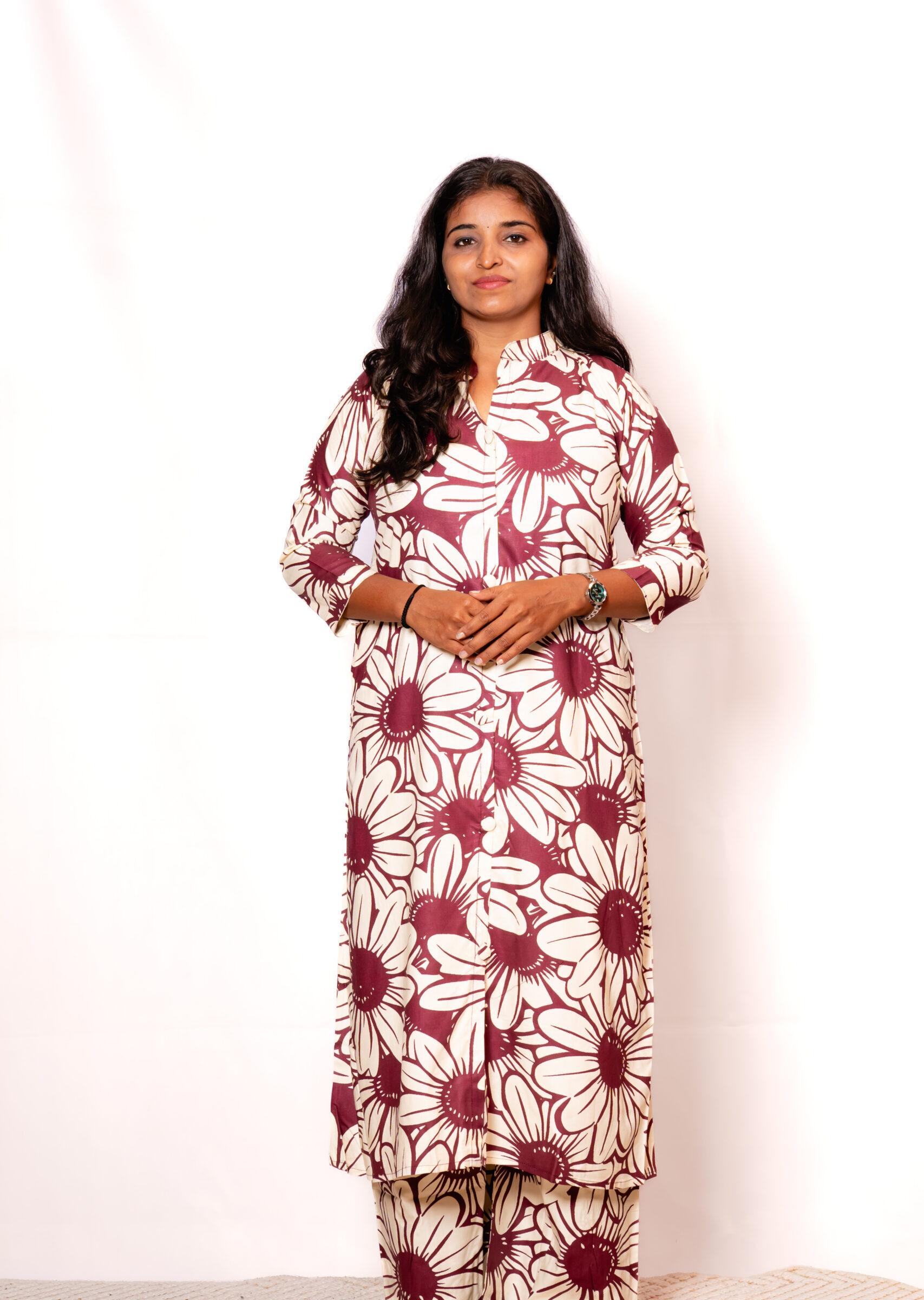 Off-White Maroon Printed Kurti Set Off-White Maroon Printed Kurti Set