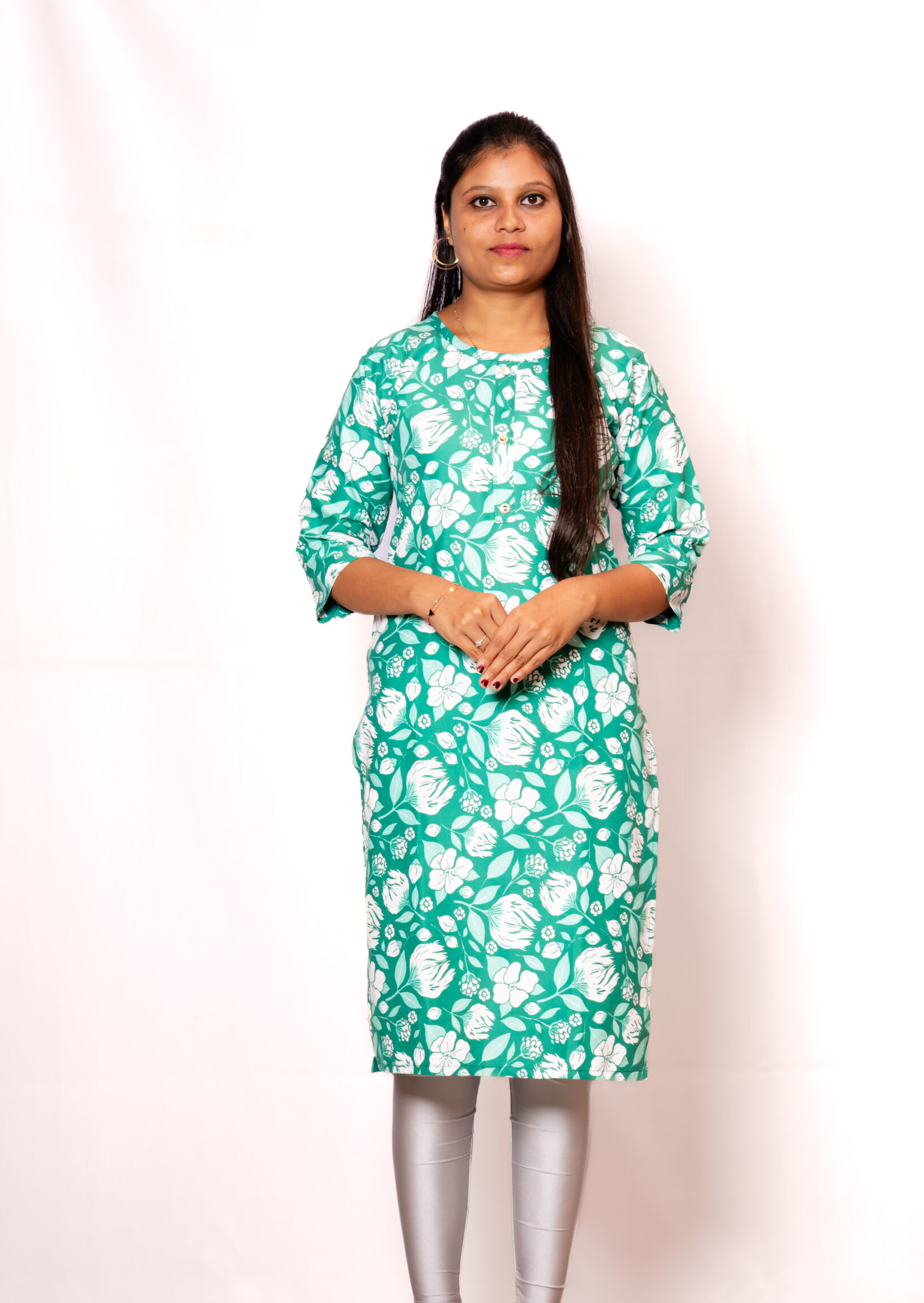 Seafoam White Kurti Set Seafoam White Kurti Set