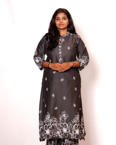 Dark charcoal Printed Kurti Set