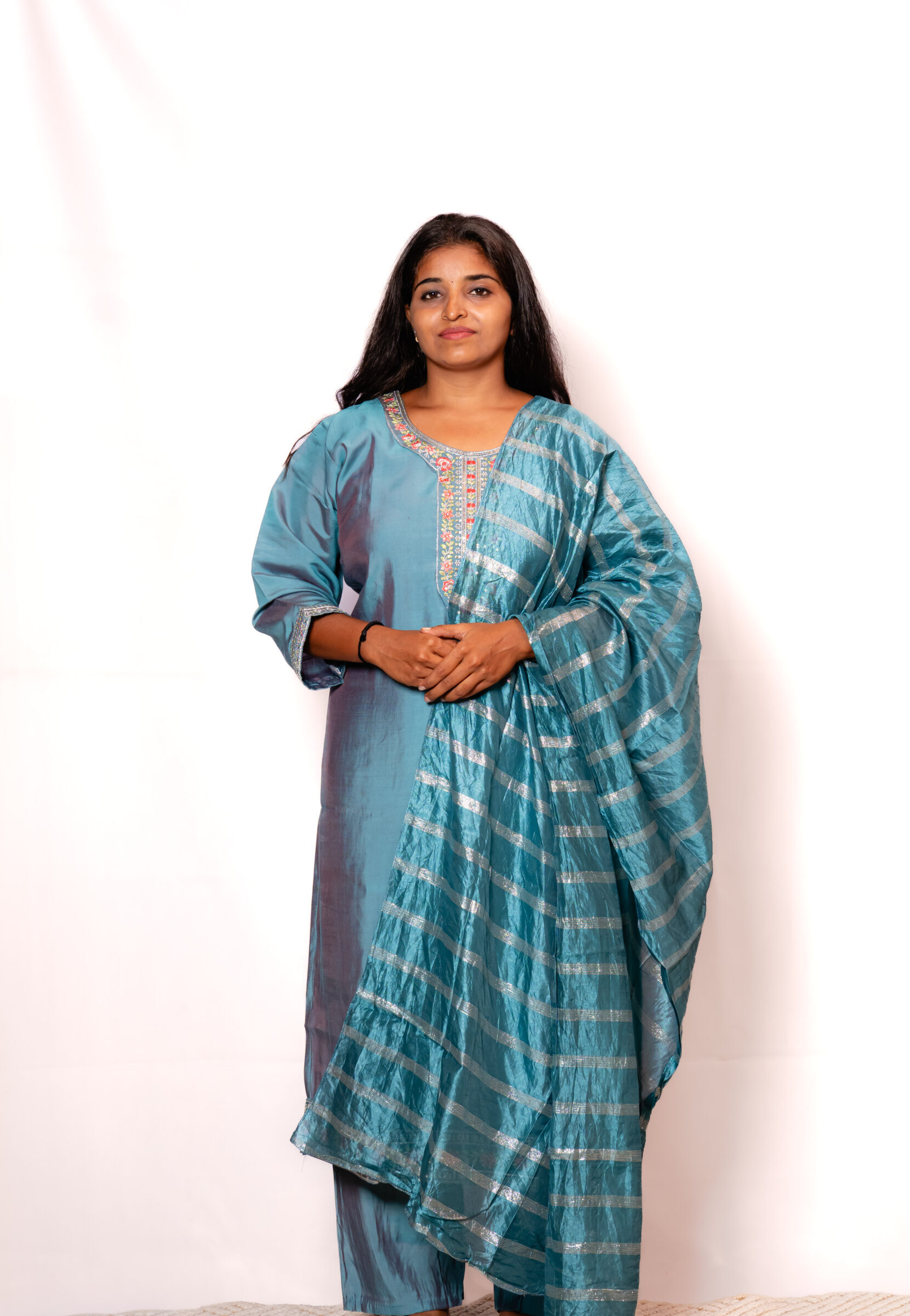 Grey Blue Chudidhar Set Grey Blue Chudidhar Set
