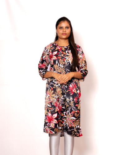 Multi Colour Digital Floral Printed Kurti