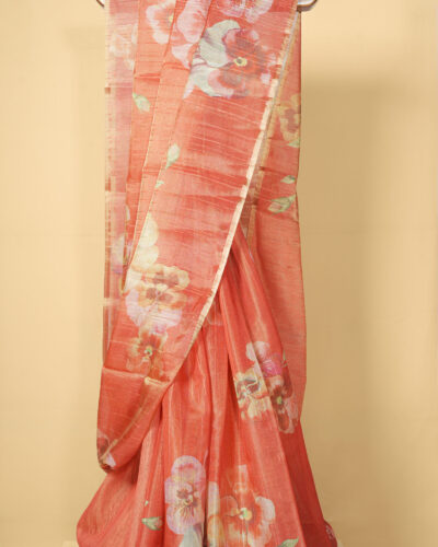 Orange colour Organza saree