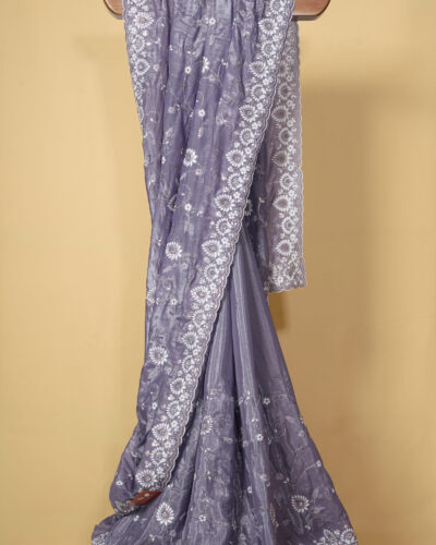 Lavender Organza Designer Saree
