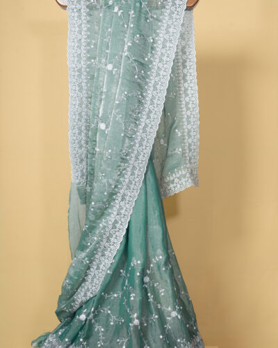 Sea Green Organza Designer Saree