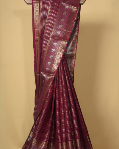 Maroon Fancy Semi Raw Silk Saree
