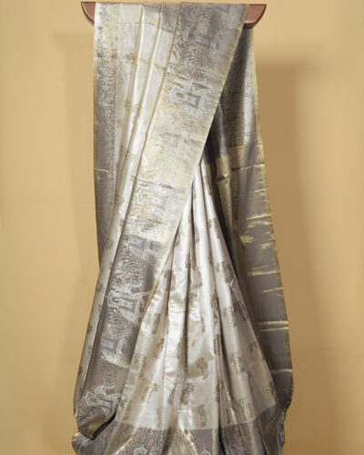Silver Grey Art Silk Tissue Saree