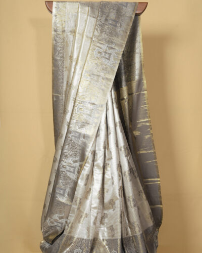 Silver Grey Art Silk Tissue Saree