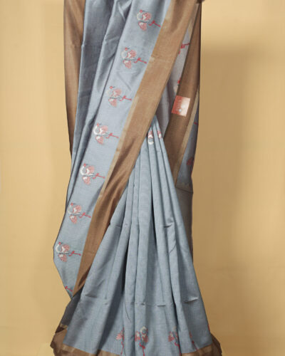 Grey Fancy Semi Tussar Saree