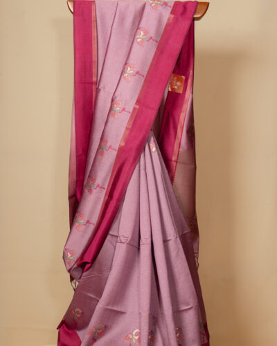 Onion pink Semi Tussar Saree