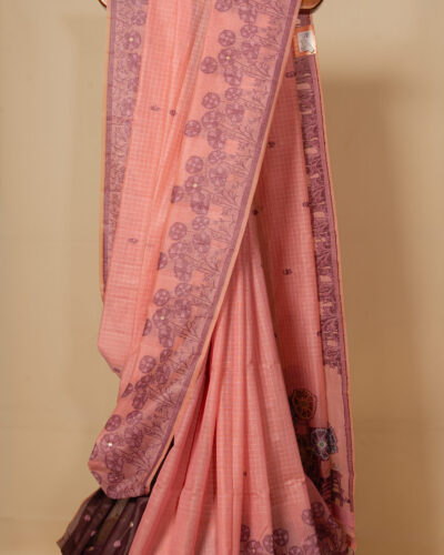 Pastel Pink Bagalpuri Cotton Saree