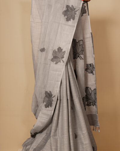 Grey Cotton Linen Saree