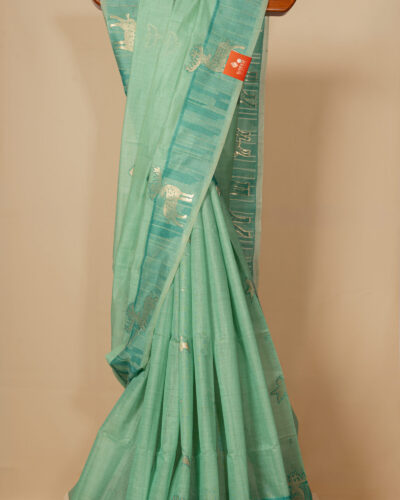 Aqua Green Bagalpuri Cotton saree